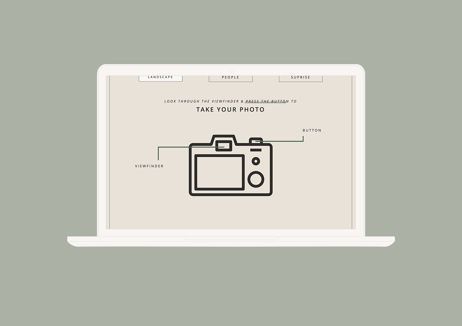 A digital mockup of a laptop displaying the application Camera Club.