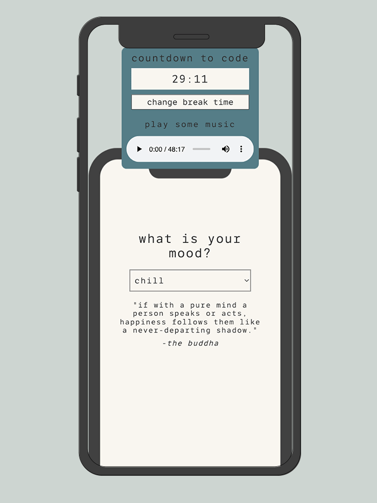 A mobile mockup of the Code Countdown app.