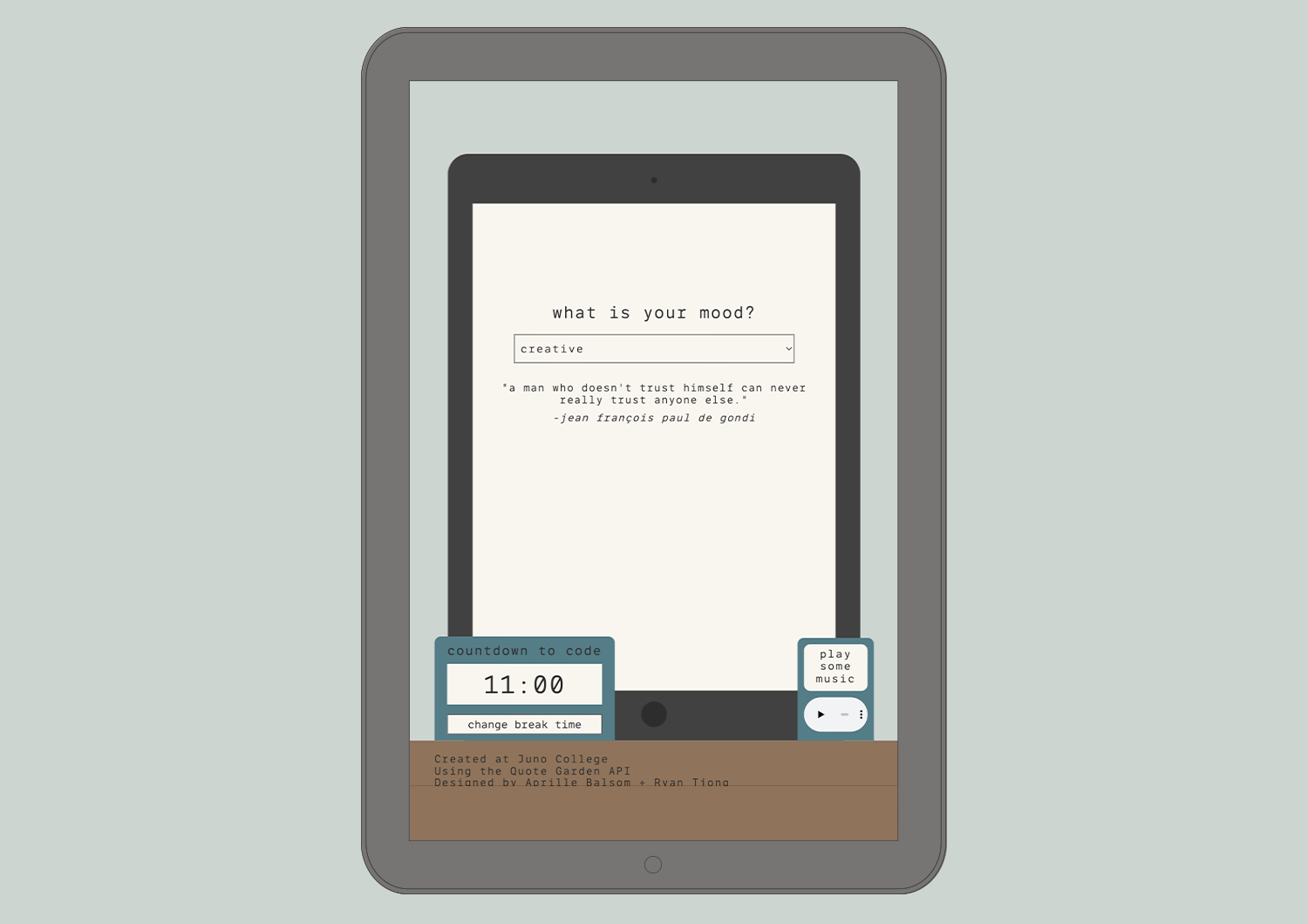 A mockup of the Code Countdown app on a tablet screen showcasing that it is responsive.