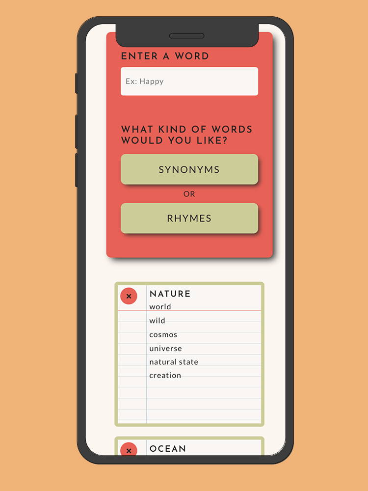 A mockup of the Word Party application on a mobile device.